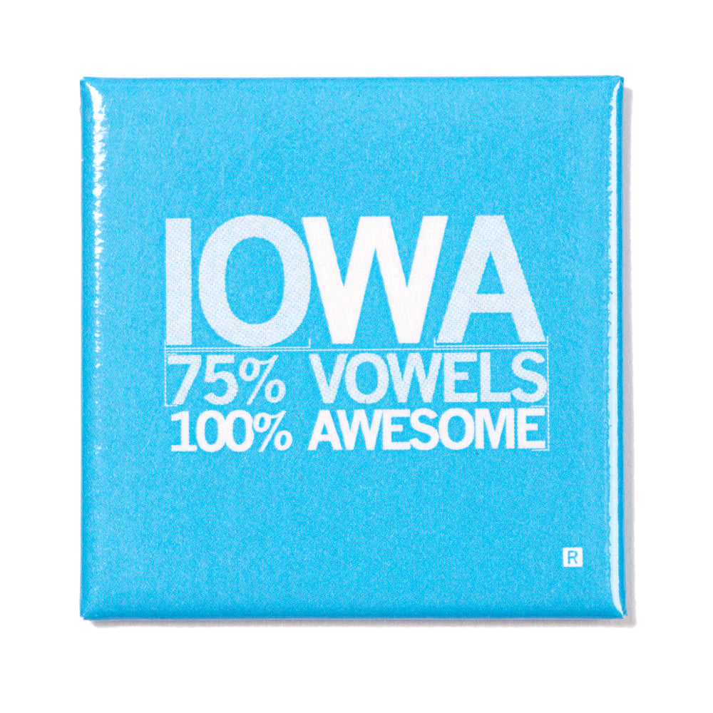 Iowa Vowels Metal Magnet - Blue