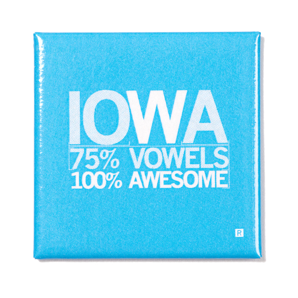 Iowa Vowels Metal Magnet - Blue