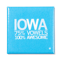 Iowa Vowels Metal Magnet - Blue