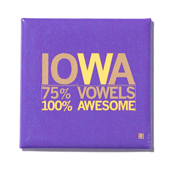 Iowa Vowels Metal Magnet - Purple