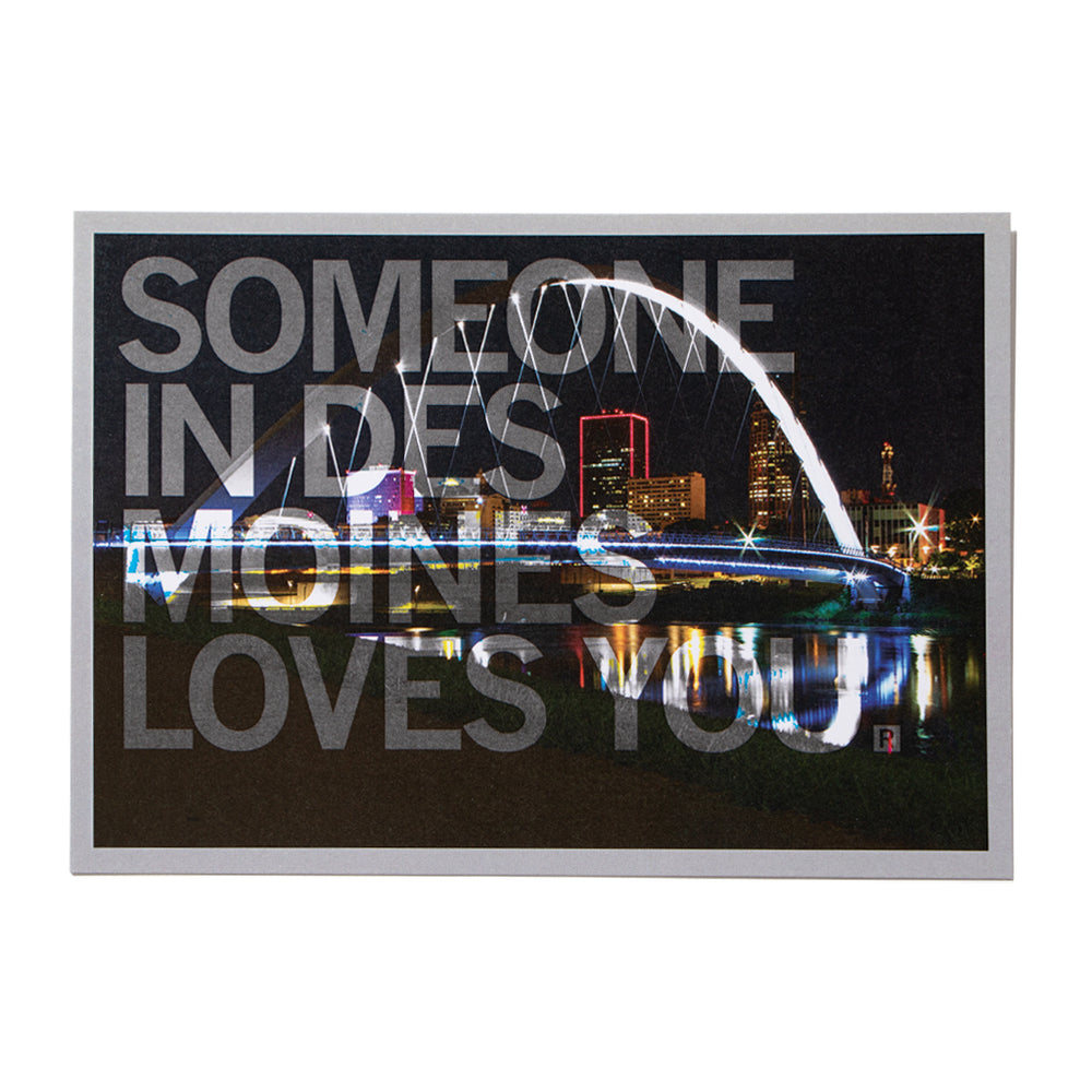 Someone In Des Moines Loves You Night Time Photo Postcard