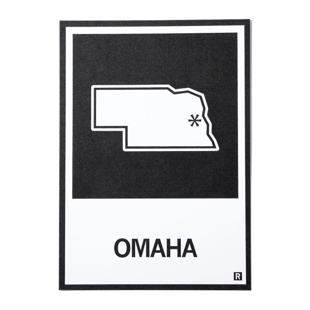 Omaha NE State Outline Postcard
