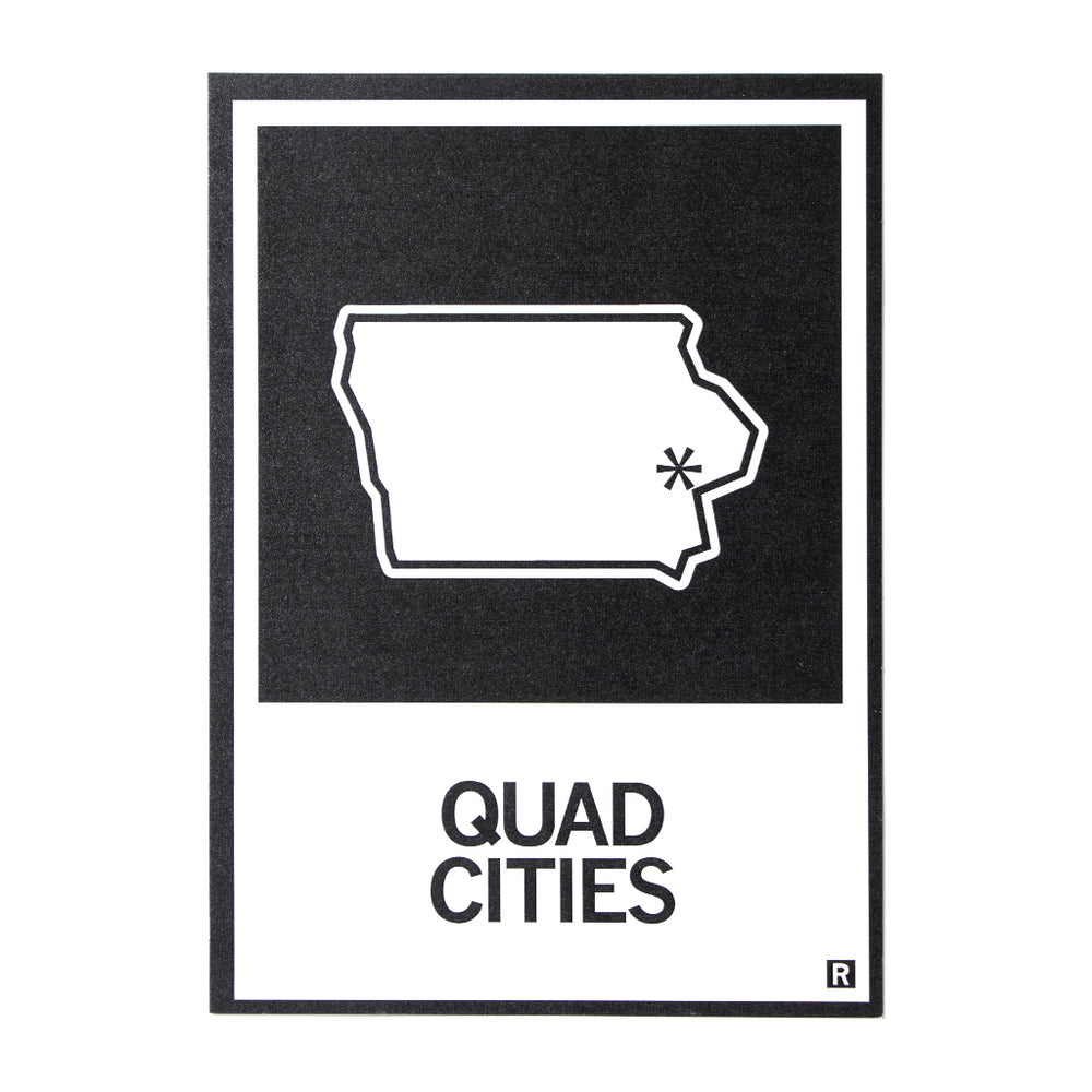 Quad Cities Iowa State Outline Postcard