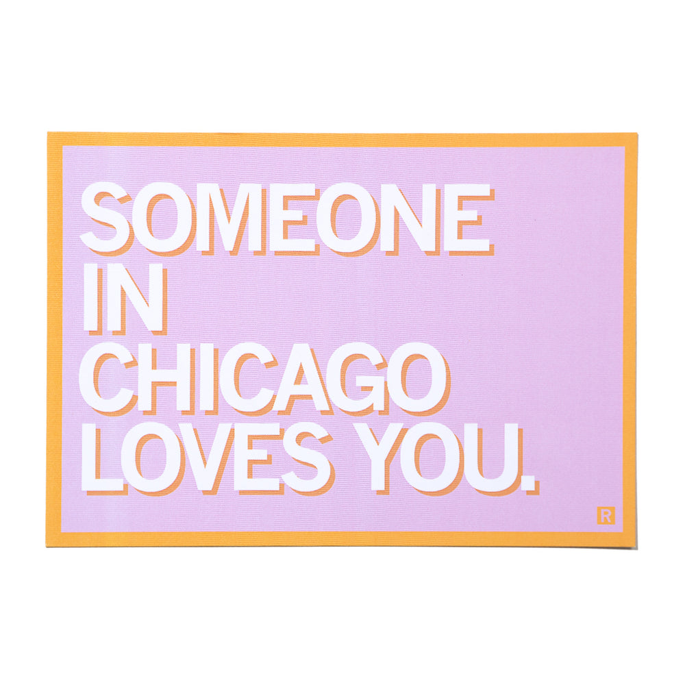 Someone In Chicago Loves You Text Postcard