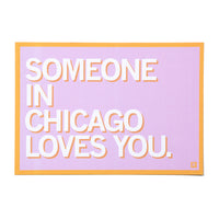Someone In Chicago Loves You Text Postcard