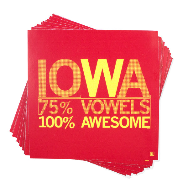 Iowa Vowels - Red & Gold Sticker
