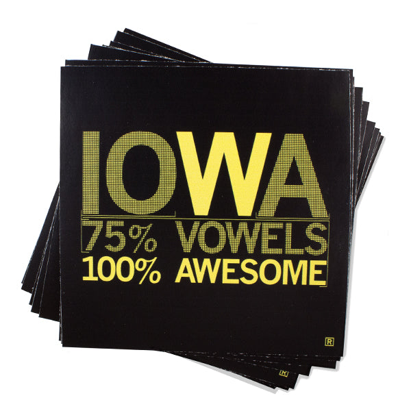 Iowa Vowels - Black & Gold Sticker
