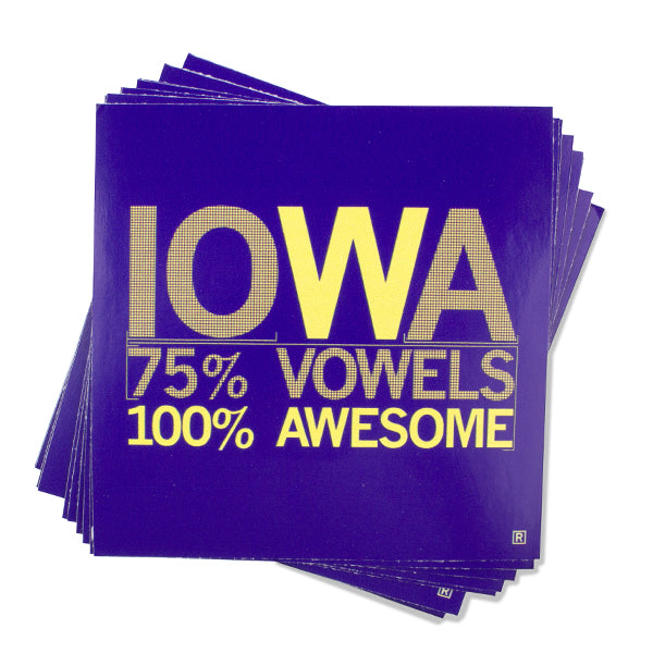 Iowa Vowels - Purple & Gold Sticker