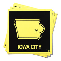 Iowa City Black and Gold State Outline Sticker