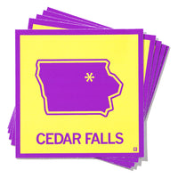 Cedar Falls, Iowa Outline Sticker - Purple & Gold
