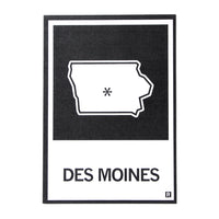 Des Moines IA State Outline Postcard