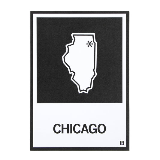 Chicago IL State Outline Postcard
