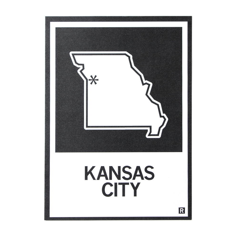 Kansas City MO State Outline Postcard