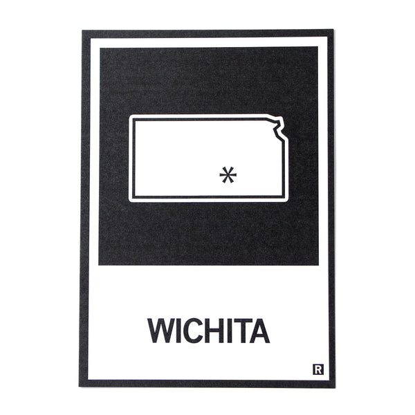 Wichita KS State Outline Postcard
