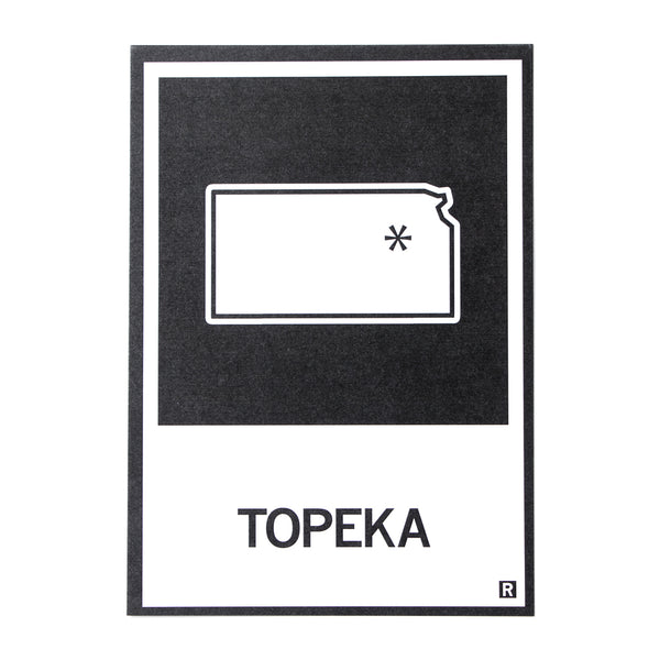 Topeka Kansas State Outline Postcard