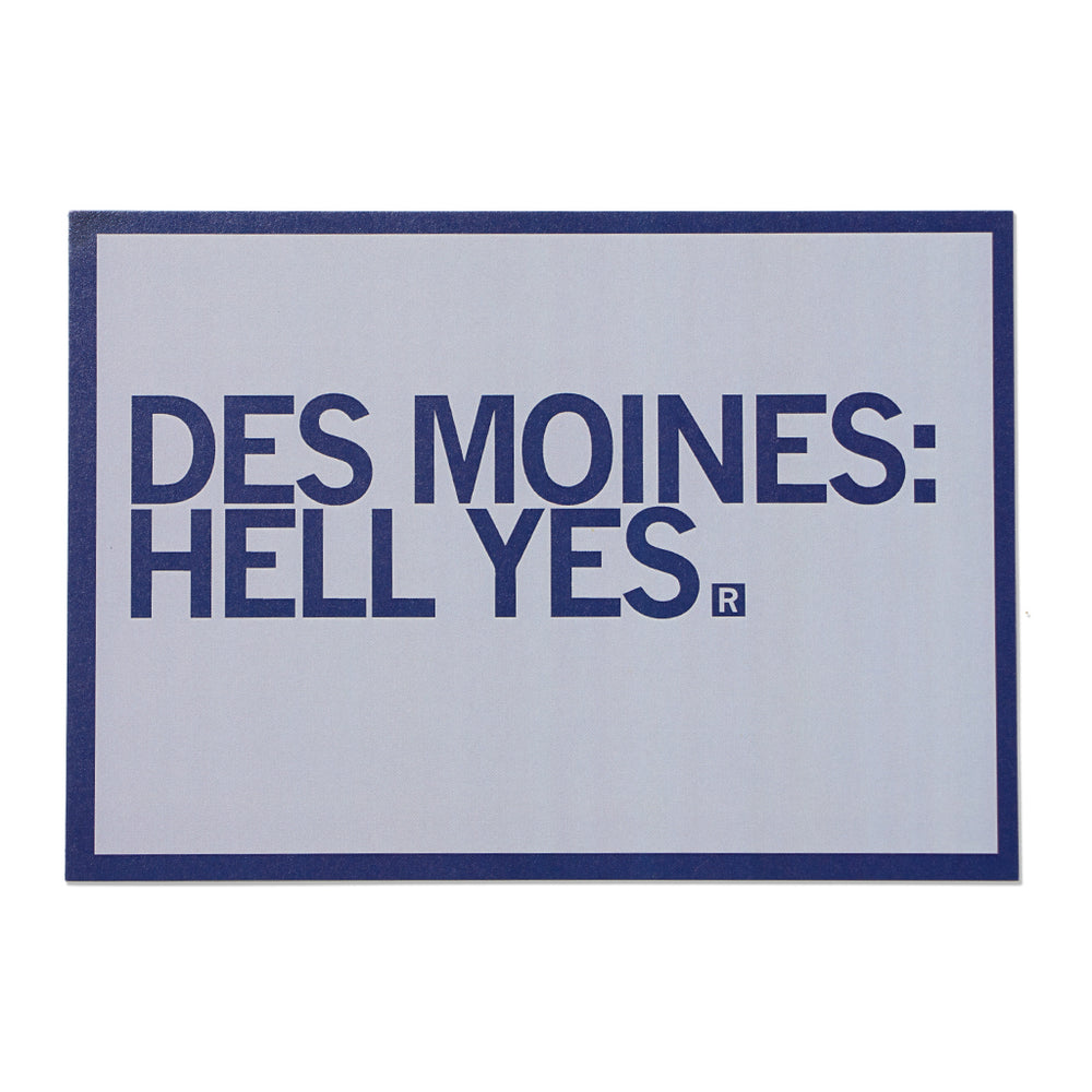 Des Moines Hell Yes Text Postcard