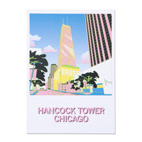Chicago Hancock Tower Illustration Postcard