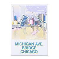 Chicago Michigan Ave Bridge Illustration Postcard