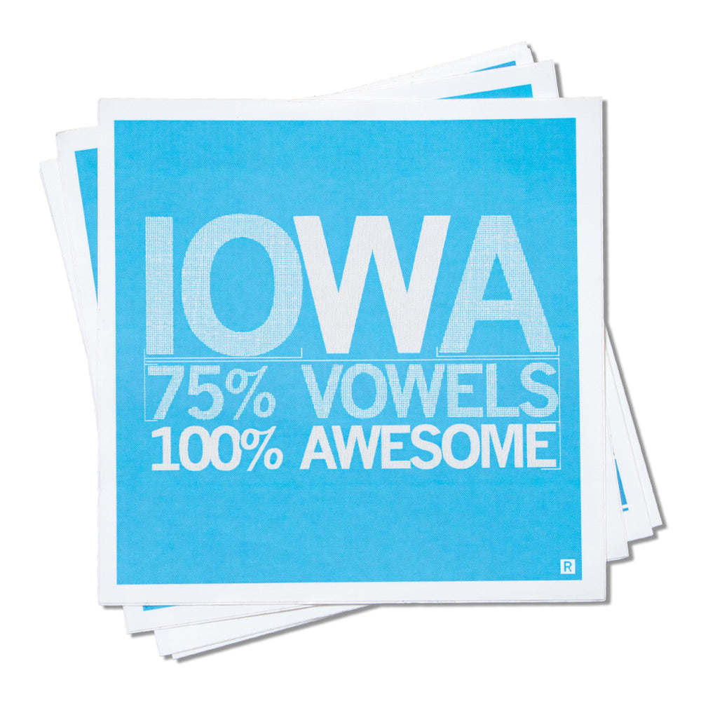 Iowa Vowels - Blue & White Sticker