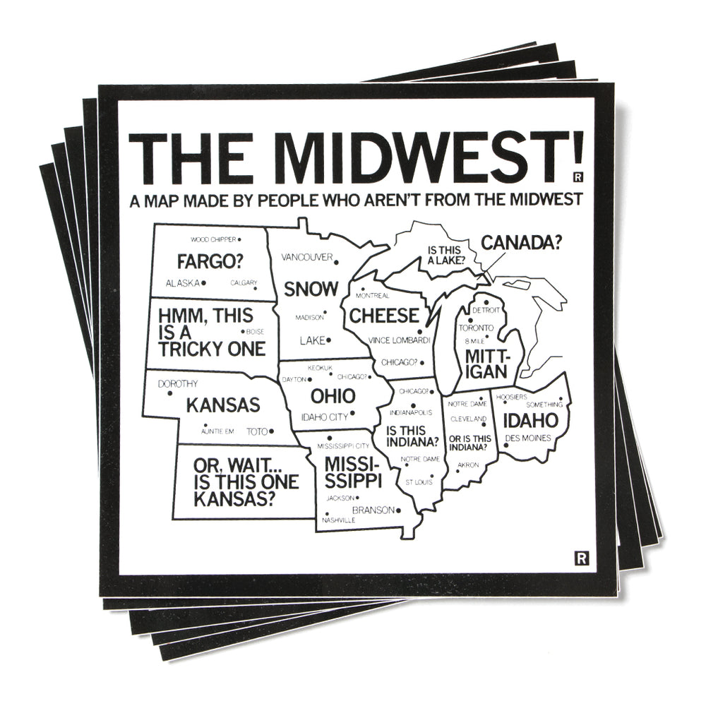 Midwest Map Black and White Sticker