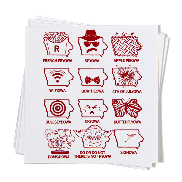 Faces of Iowa Red Ink Sticker