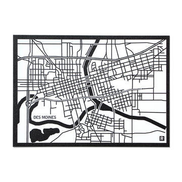 Des Moines Map Postcard White