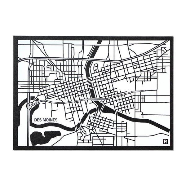 Des Moines Map Postcard White