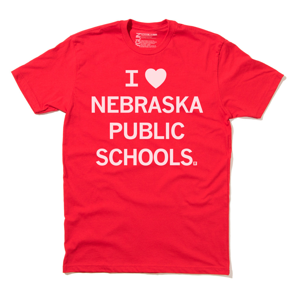 I /heart Nebraska Public Schools education Love Valentines Day Red White Schools Teaching Standard Unisex Raygun Snug