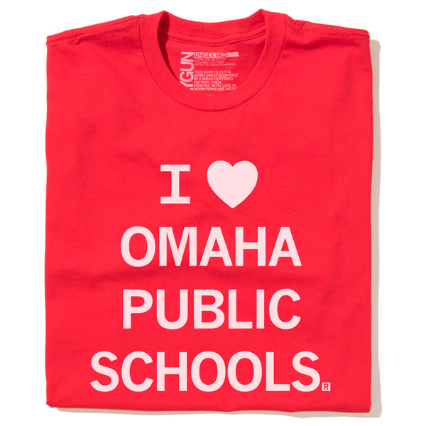I heart omaha Public Schools education Love Valentines Day Red White Schools Teaching Standard Unisex Raygun Snug Nebraska