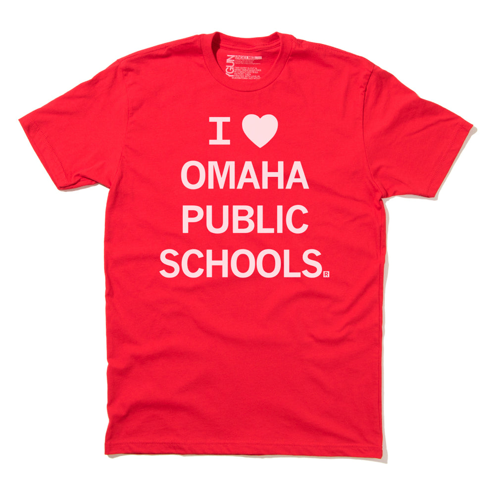 I heart omaha Public Schools education Love Valentines Day Red White Schools Teaching Standard Unisex Raygun Snug Nebraska