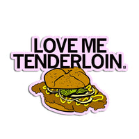 Love Me Tenderloin Tender Pork Sandwich Food Drink Pickles Onions Mustard Fried Iowa State Fair Die-Cut Sticker Stickers Bread Breaded Des Moines Raygun