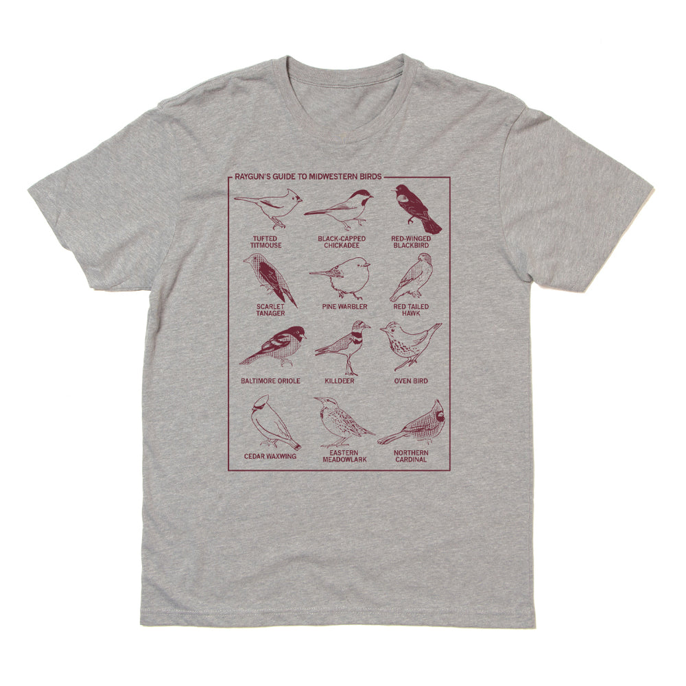 Midwestern Birds Midwest Nature Environment Grey Cardinal Raygun T-Shirt Snug Standard Unisex