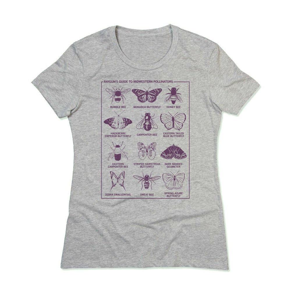 Midwestern Pollinators Insect Bugs Prairie Nature Midwest Pollinator Bee Bees Butterfly Butterflies T-Shirt Raygun Standard Unisex Snug