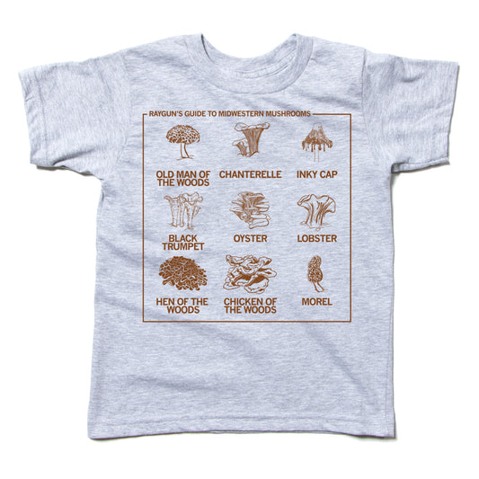Midwestern Mushrooms Kids T-Shirt Shirts Kid Parent's Guide Fungi Environment Nature