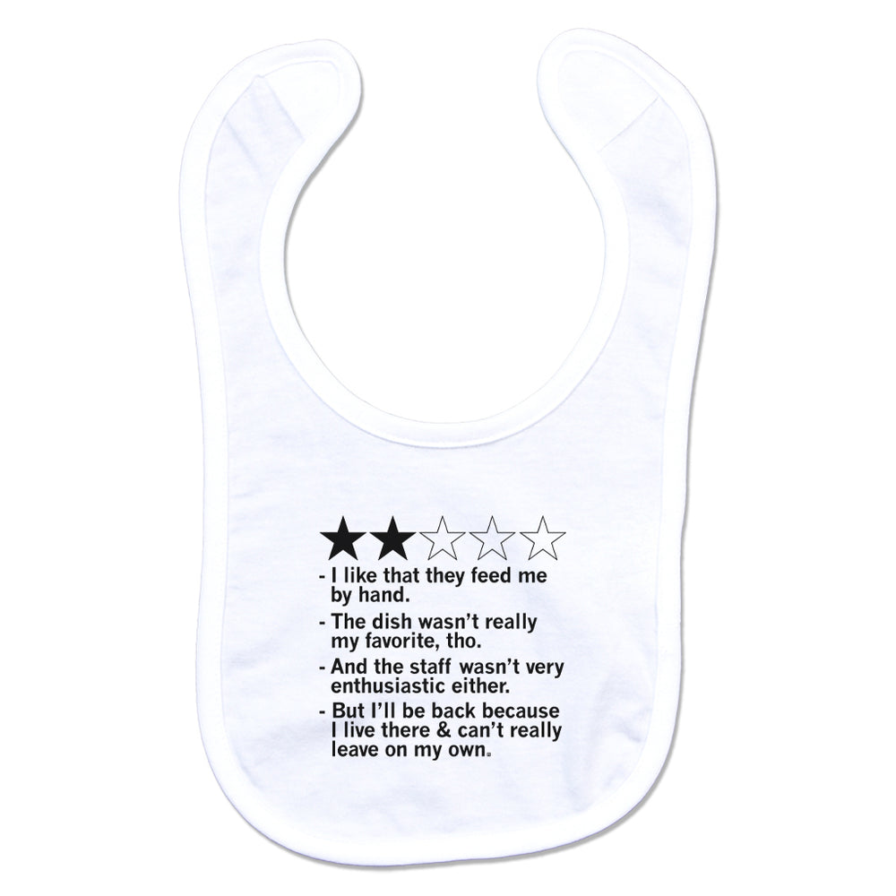Two star baby food review bib