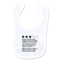 Three star baby food review bib