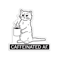 Caffeinated AF Cat Die-Cut Sticker