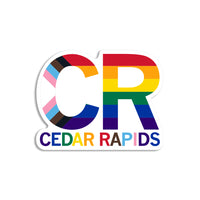 Cedar Rapids Stacked Text Progress Pride Flag Die-Cut Sticker