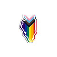 Illinois Outline Progress Pride Flag Die-Cut Sticker