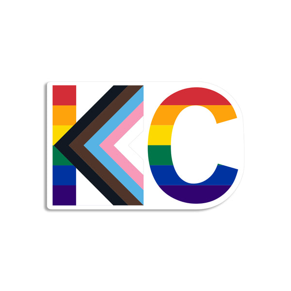 KC Text Progress Pride Flag Die-Cut Sticker