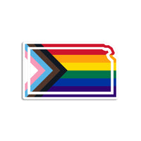 Kansas Outline Progress Pride Flag Die-Cut Sticker