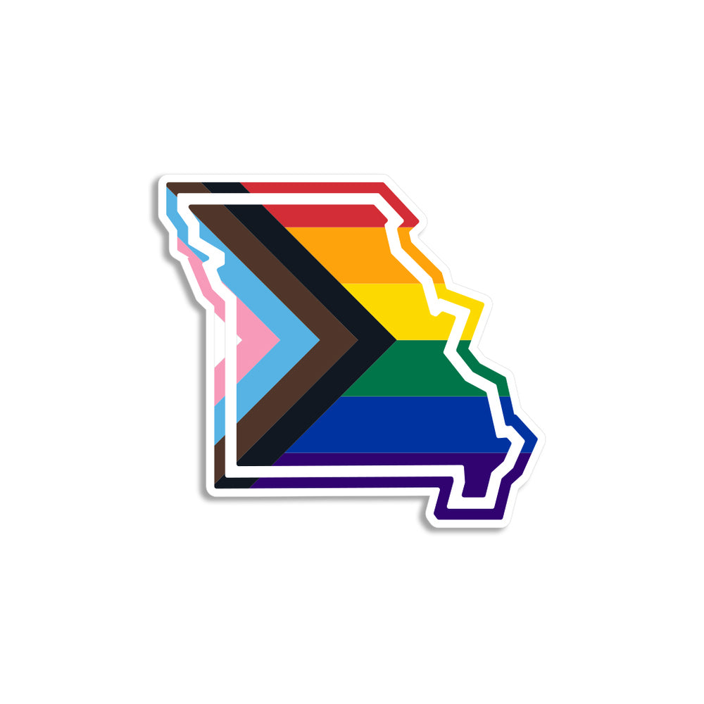 Missouri Outline Progress Pride Flag Die-Cut Sticker