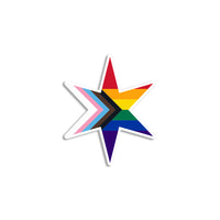 Chicago Star Progress Pride Flag Die-Cut Sticker