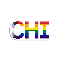 CHI Text Progress Pride Flag Die-Cut Sticker