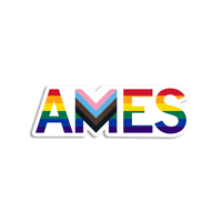Ames Text Progress Pride Flag Die-Cut Sticker