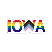 Iowa Text Progress Pride Flag Die-Cut Sticker
