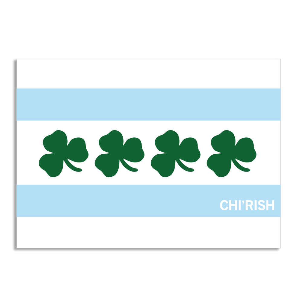 Chi'Rish Chicago Irish Star Green St. Patrick's Day St. Patty's Day Holiday Celtic Die-Cut Sticker Stickers Raygun Flag Illinois