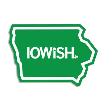 Iowish Iowa Sate irish Celtic Midwest Clover Green White Holiday St. Patrick's day Saint Patty's Clover Raygun Stickers Sticker Die-Cut